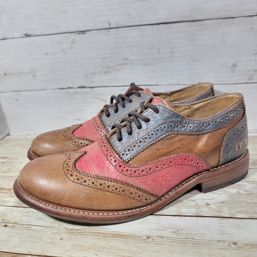 Bed Stu Brown, Pink & Blue Leather Wingtip Oxfords - Picture 11 of 13